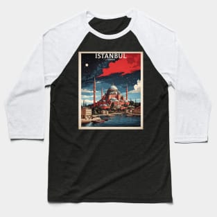 Istanbul Turkey Starry Night Vintage Retro Travel Tourism Baseball T-Shirt